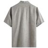 ZooBoo Men 's Tang Suit Summer Short - Traditional China Ancient Costume Male Martial Arts Tangzhuang Kung Fu Short Sleeve Shirt for Men - Cotton and linen (L, Dark gray) view 2