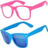 2 Pack Kids Sunglasses Clear Lens Pink Baby Matte Mirror Lens Blue Light view 1
