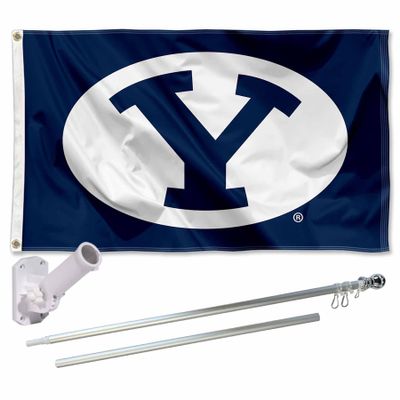 Brigham Young Cougars Flag with Pole and Bracket Complete Set
