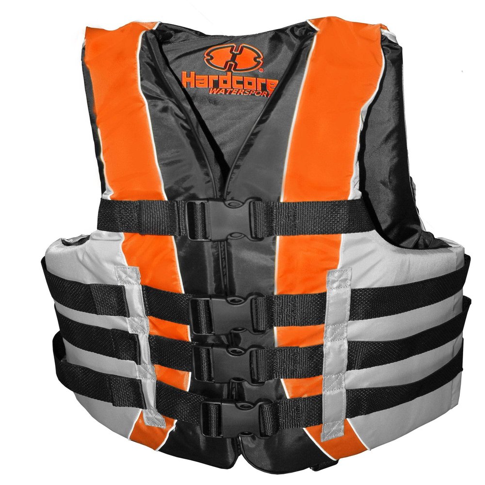 High-Performance Hardcore Adult Life Vest | USCG Approved Safety Flotation Device for Water Sports, Boating, and Outdoor Adventures | Fully Enclosed Neon Orange Adult 2X/3X
