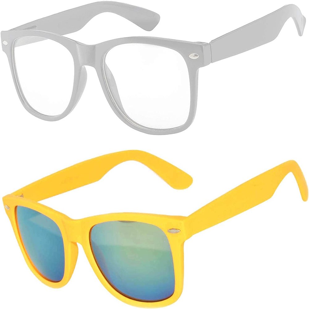 2 Pack Kids Sunglasses Clear Lens White Matte Mirror Lens Yellow