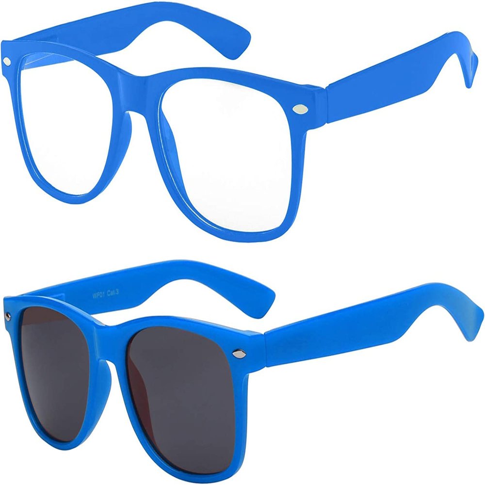 2 Pack Kids Sunglasses Blue Clear Lens Polarized Smoke Lens