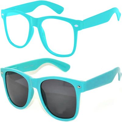 2 Pack Kids Glasses Turquoise Clear Lens Polarized Smoke Lens