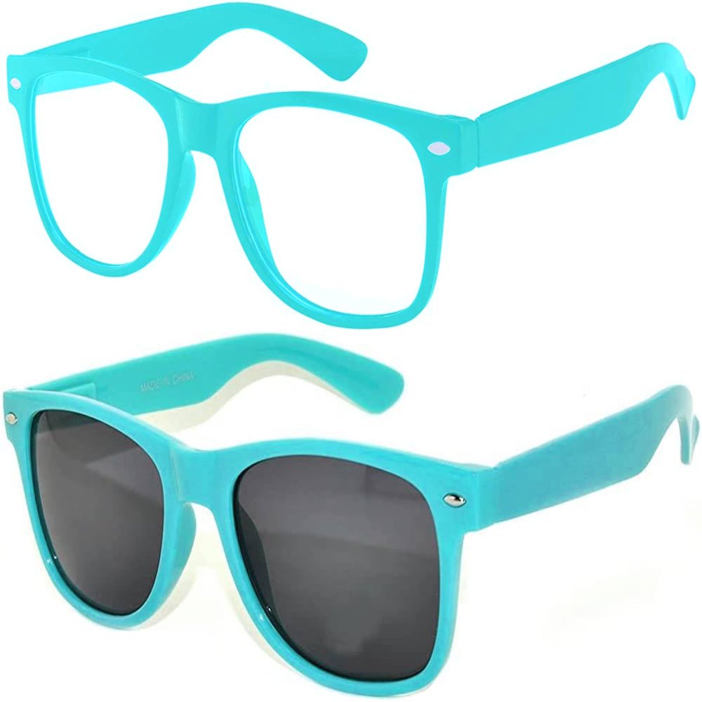 2 Pack Kids Glasses Turquoise Clear Lens Polarized Smoke Lens
