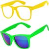 2 Pack Kids Glasses Clear Lens Yellow Matte Mirror Lens Green view 1