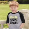 Tstars No Bunny Loves Me Like Jesus Funny Easter Raglan 3/4 Sleeve T-Shirt for Toddler & Kids 4T Dark Gray view 3