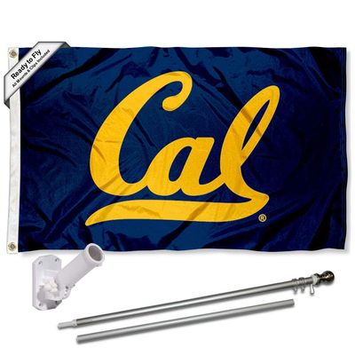 Cal Berkeley Golden Bears Script Flag with Pole and Bracket Kit