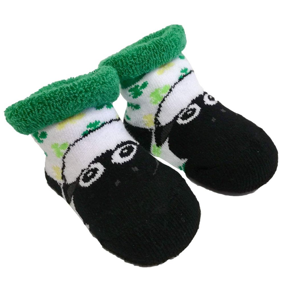 White and Green Shamrock Sheep Baby Socks