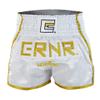 CRNR Muay Thai Shorts | Kickboxing Thai Boxing MMA Training Competition Athletic Shorts | White/Gold | Youth Medium view 4