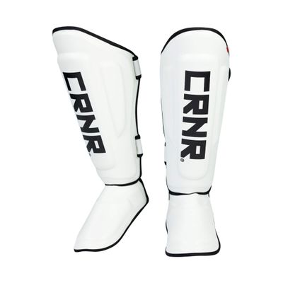 Combat Corner Supreme Synthetic Leather Muay Thai Shin Guards | Full Leg Protector Pads and Fighting Training Protective Gear for MMA, Kickboxing, BJJ, Karate, Martial Arts