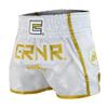 CRNR Muay Thai Shorts | Kickboxing Thai Boxing MMA Training Competition Athletic Shorts | White/Gold | Youth Small view 1