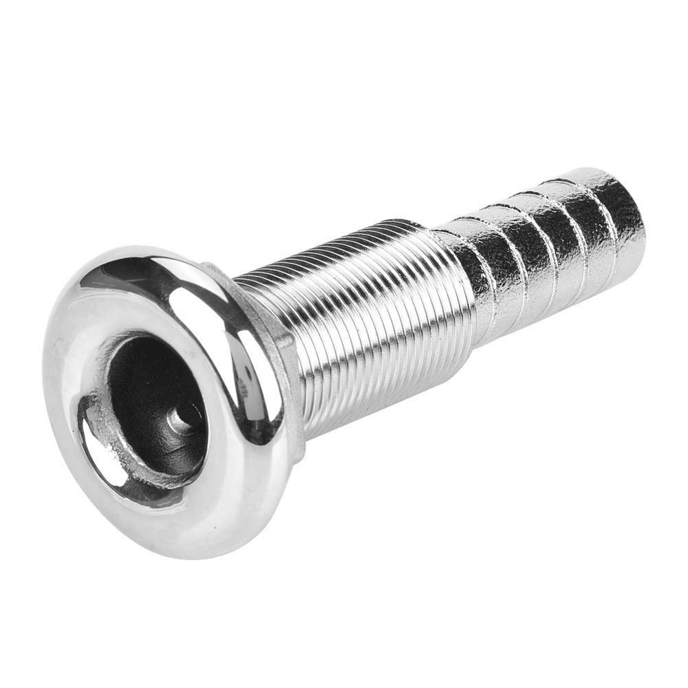 Aramox Hose Barb Fitting, Stainless Steel Thru-Hull Marine Barbed Drain Fitting, for Boat Plumbing Applications