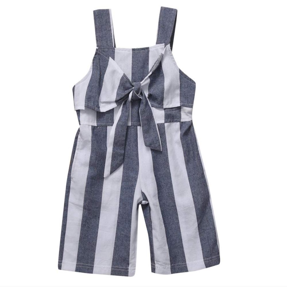 Mama Loves Outfits for Toddler Girls Strap Striped Wide Toddler Girls Rompers and Jumpsuits (5T)