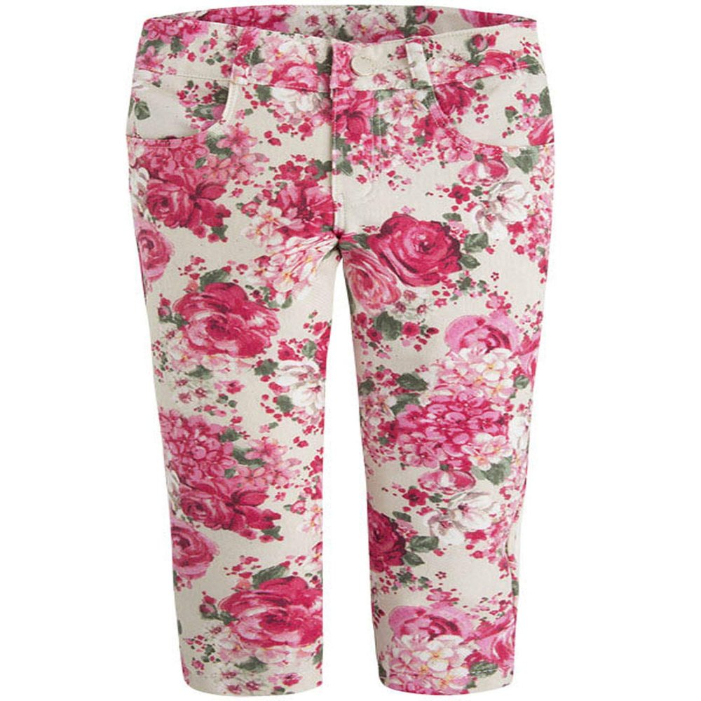 Mayoral Chic Little Girls 2-9 Fuchsia-Pink Floral Print Stretch Jeggings/Pants, Fuchsia,5