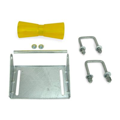 Sturdy Built 10 inch Yellow Poly Vinyl Boat Trailer Keel Roller and Bracket Kit for 3x3 Cross Members