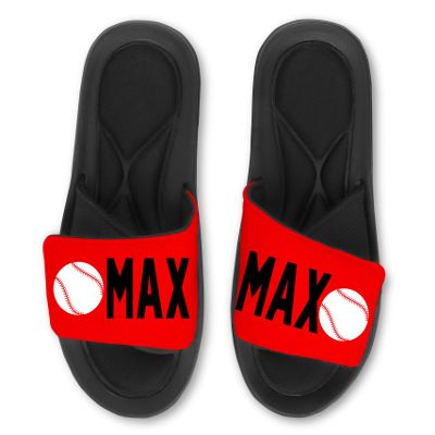 Custom Personalized Baseball Slide Sandals - Add Your Name and/or Number - Medium