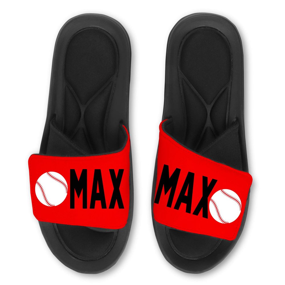 Custom Personalized Baseball Slide Sandals - Add Your Name and/or Number - Medium
