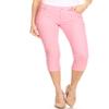 YELETE Women's Classic Basic Five Pockets Solid Capri Skinny Jeggings Color LIGHT PINK Size S view 1