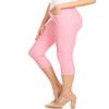 YELETE Women's Classic Basic Five Pockets Solid Capri Skinny Jeggings Color LIGHT PINK Size S view 2