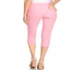 YELETE Women's Classic Basic Five Pockets Solid Capri Skinny Jeggings Color LIGHT PINK Size S view 3