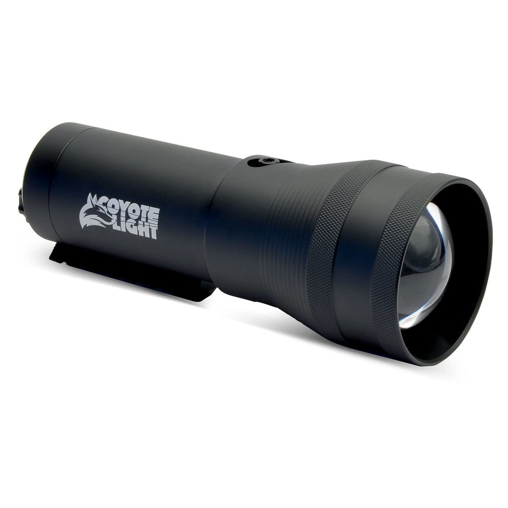 HME COYOTE LIGHT Pro Durable Lightweight Portable Adjustable Intensity Rechargeable Night Vision Hunting Flashlight | Batteries, Case, Handle, 1" Scope Mount & Charger Included, Green LED