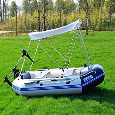 Inflatable 1.2mm PVC Dingy Raft Fishing Boat W/Canopy & Aluminum Floor New