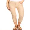 YELETE Women's Classic Basic Five Pockets Solid Capri Skinny Jeggings Color CAMEL Size L view 1