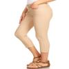 YELETE Women's Classic Basic Five Pockets Solid Capri Skinny Jeggings Color CAMEL Size L view 2
