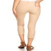 YELETE Women's Classic Basic Five Pockets Solid Capri Skinny Jeggings Color CAMEL Size L view 3