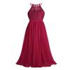 Yeahdor Kids Halter Floral Lace Wedding Flower Girl Maxi Dress Pageant Party Ball Formal Gown Dance Dresses Burgundy 10 view 3