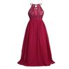 Yeahdor Kids Halter Floral Lace Wedding Flower Girl Maxi Dress Pageant Party Ball Formal Gown Dance Dresses Burgundy 10 view 4