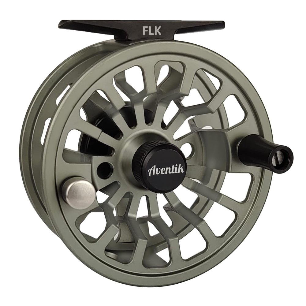Aventik FLK Fly Fishing Reel Aluminum Trout 3/5, 5/7, 7/9wt Large Arbor Freshwater Fly Reel with Line (Grey 3/5)