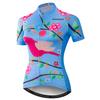Women Cycling Jersey Short Sleeve MTB Bike Clothing Road Bicycle Shirt Flowers Blue Size XL view 1