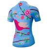 Women Cycling Jersey Short Sleeve MTB Bike Clothing Road Bicycle Shirt Flowers Blue Size XL view 2
