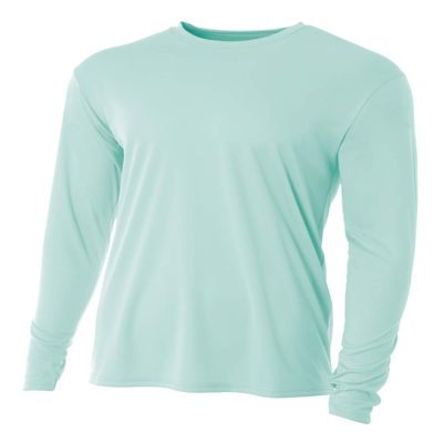 A4 Boy's Cooling Performance Long Sleeve Crew, Pastel Mint, X-Large