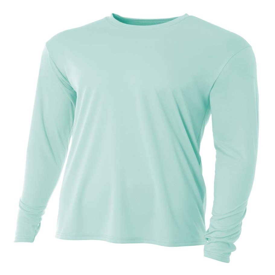 A4 Boy's Cooling Performance Long Sleeve Crew, Pastel Mint, X-Large