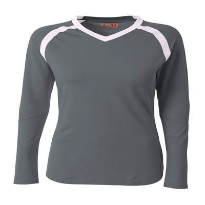 A4 ACE Long Sleeve Volleyball Jersey for Women in Graphite/White NW3020
