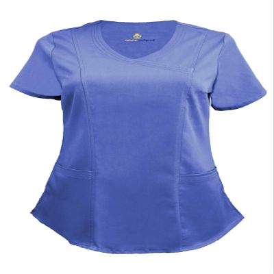 Natural Uniforms Women's Soft Modern Fit Mock Wrap Scrub Top (Ceil Blue, Large)
