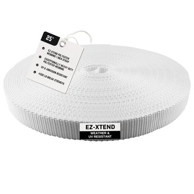 EZ-Xtend Polyester Webbing 1 inch Strap Heavy Duty Polyester Strapping Outlasts & Outperforms Nylon Webbing Straps and Polypropylene Webbing Strap - 4500 Lb. Breaking Strength (White, 1" x 25 yards)