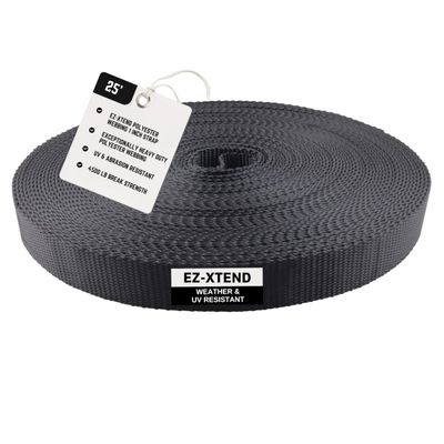 EZ-Xtend Polyester Webbing 1 inch Strap Heavy Duty Polyester Strapping Outlasts & Outperforms Nylon Webbing Straps and Polypropylene Webbing Strap - 4500 Lb. Breaking Strength (Black, 1" x 25 yards)