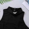 ranrann Girls Ballet Dance Top Active Sports Bra Shirt Exercise Training Workout Mock Neck Criss-Cross Back Crop Top Black 12 view 4