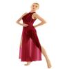 iiniim Women Sequins Lyrical Dance Costume Mesh Overlay Dress Ballet Leotard Dresses Flowy Split Skirt Burgundy Large view 3