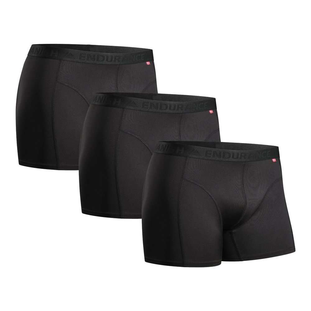 DANISH ENDURANCE Mens Underwear Athletic Performance Boxers for Men, Boxer Briefs Pack, Compression, Sports, Running, Gym,FItness, Elastic Black