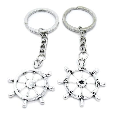 1 PCS Antique Silver Keyrings Keychains Key Ring Chains Tags Clasps AA461 Love Rudder