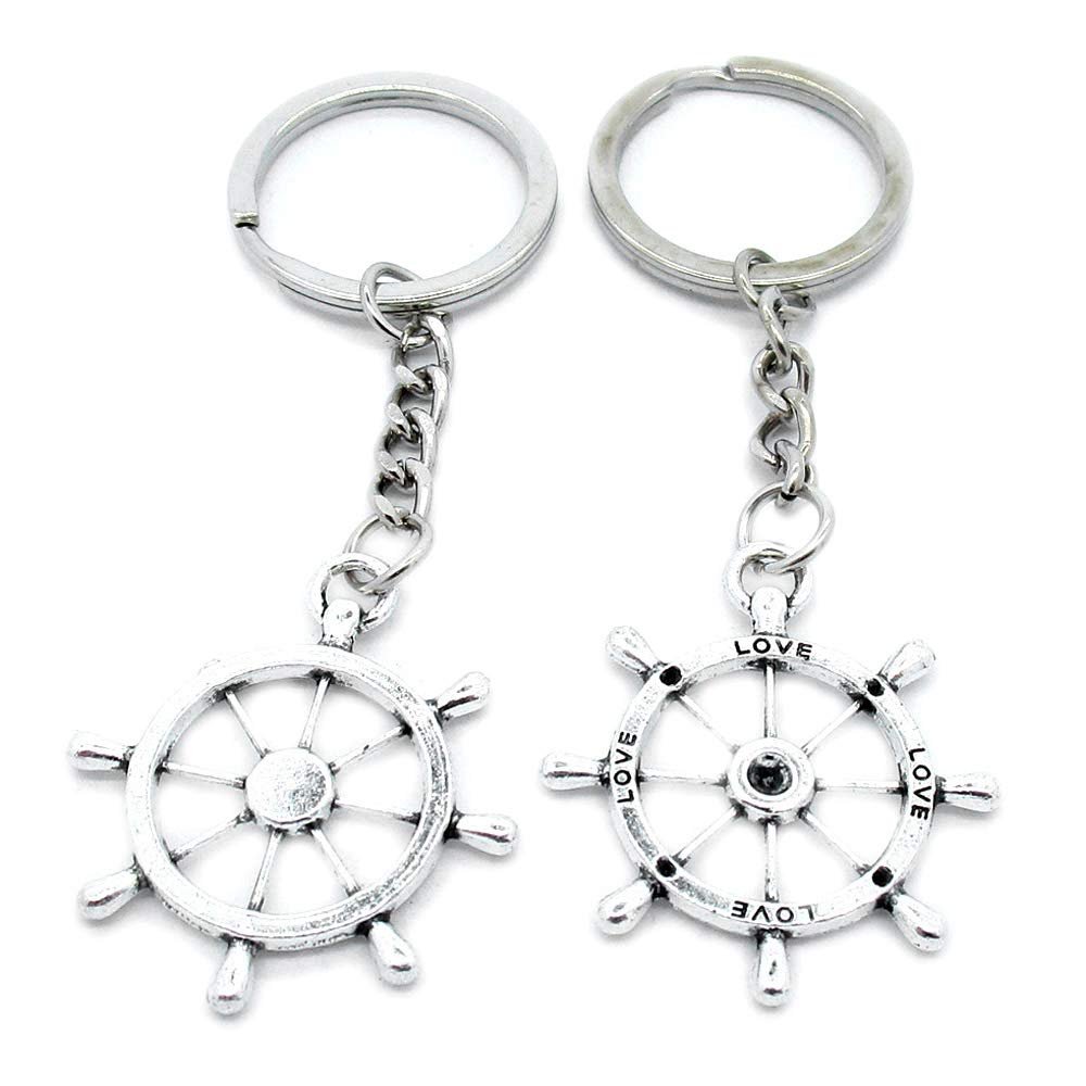 1 PCS Antique Silver Keyrings Keychains Key Ring Chains Tags Clasps AA461 Love Rudder