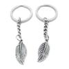 20 PCS Antique Silver Keyrings Keychains Key Ring Chains Tags Clasps AA461 Leaf Leaves Feather view 1
