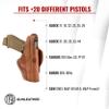 1791 GUNLEATHER Leather Gun Holster - 3 Way OWB Right Handed Thumb Break Holster - Fits Glock 17, 19, Ruger SR9 SR22, Sig P225, Springfield XDS, SW Shield MP9 MP40, Walther CCP, P22, Taurus G2 - Brown view 3