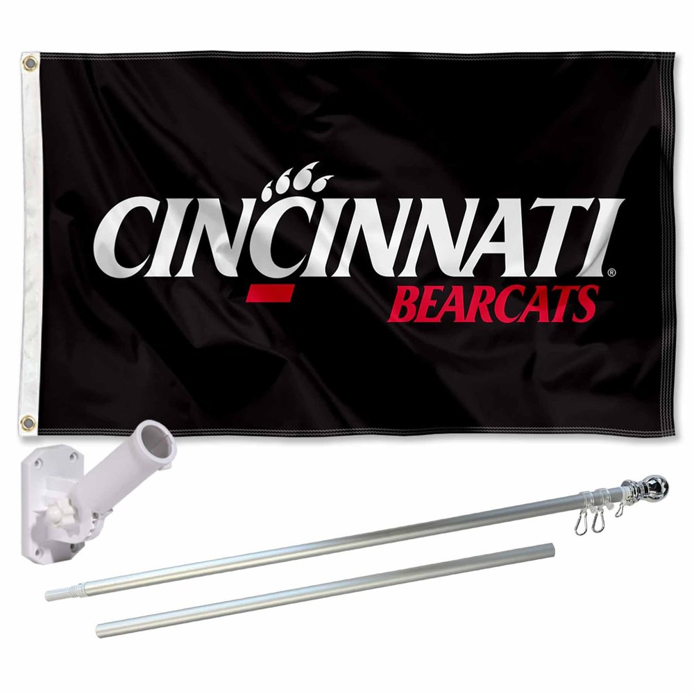 Cincinnati Bearcats Flag with Pole and Bracket Complete Set