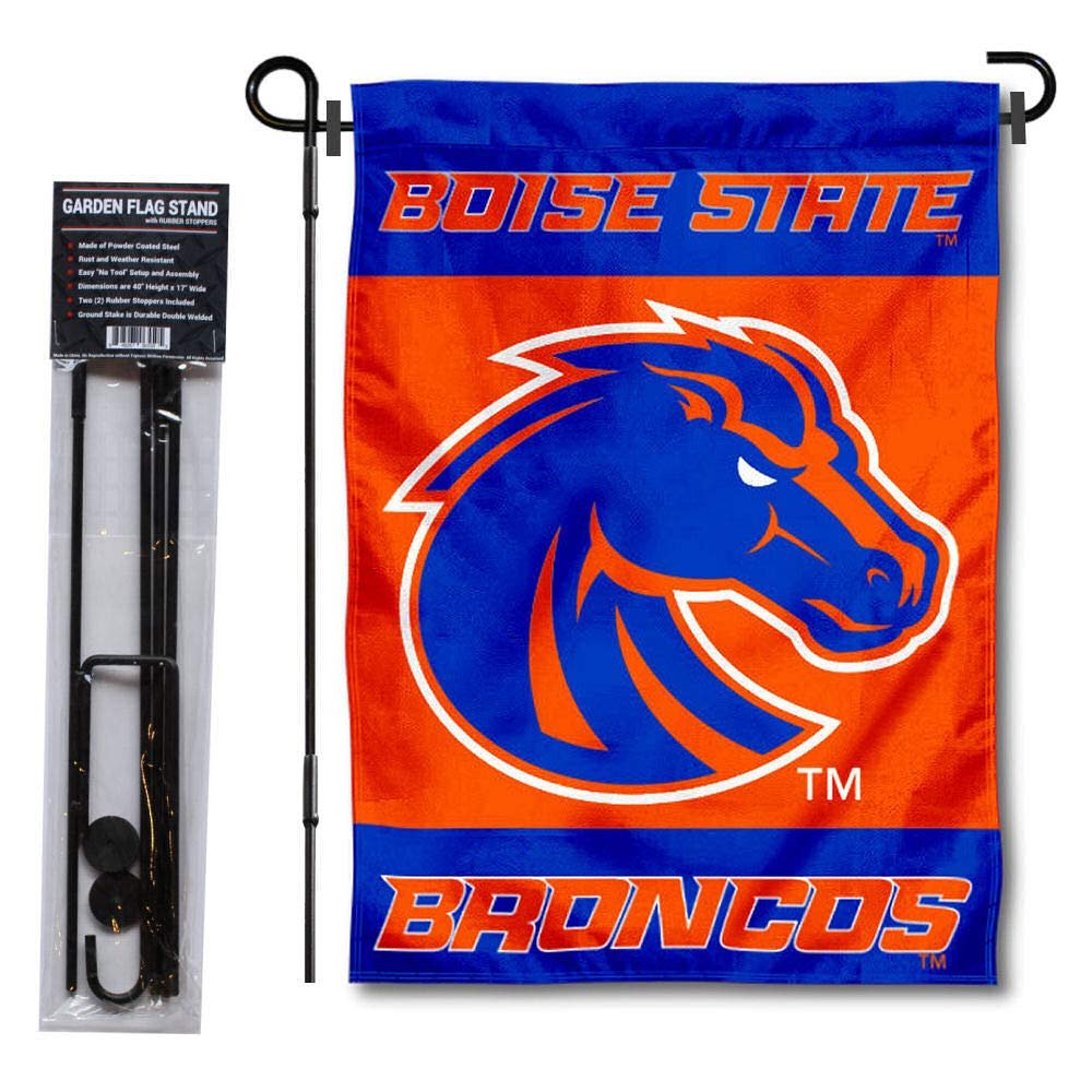 Boise State Broncos Garden Flag with Pole Stand Holder