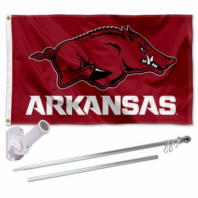Arkansas Razorbacks Flag with Pole and Bracket Complete Set